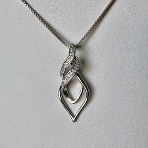 Sterling Silver Genuine Diamond Infinity Pendant 18” Box Chain Necklace 925 SUN